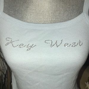 Form fitting ribbd tank top w Key West rhinestone